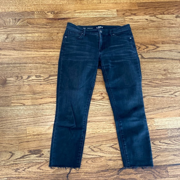 LOFT Denim - Ann taylor loft black skinny slim cropped ankle jean pants 6/28